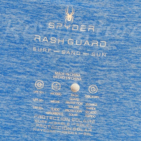 NWT ! Spyder Men’s sun tee ( Rash Guard),50+ UPF,lightweight BLUE - Picture 7 of 7